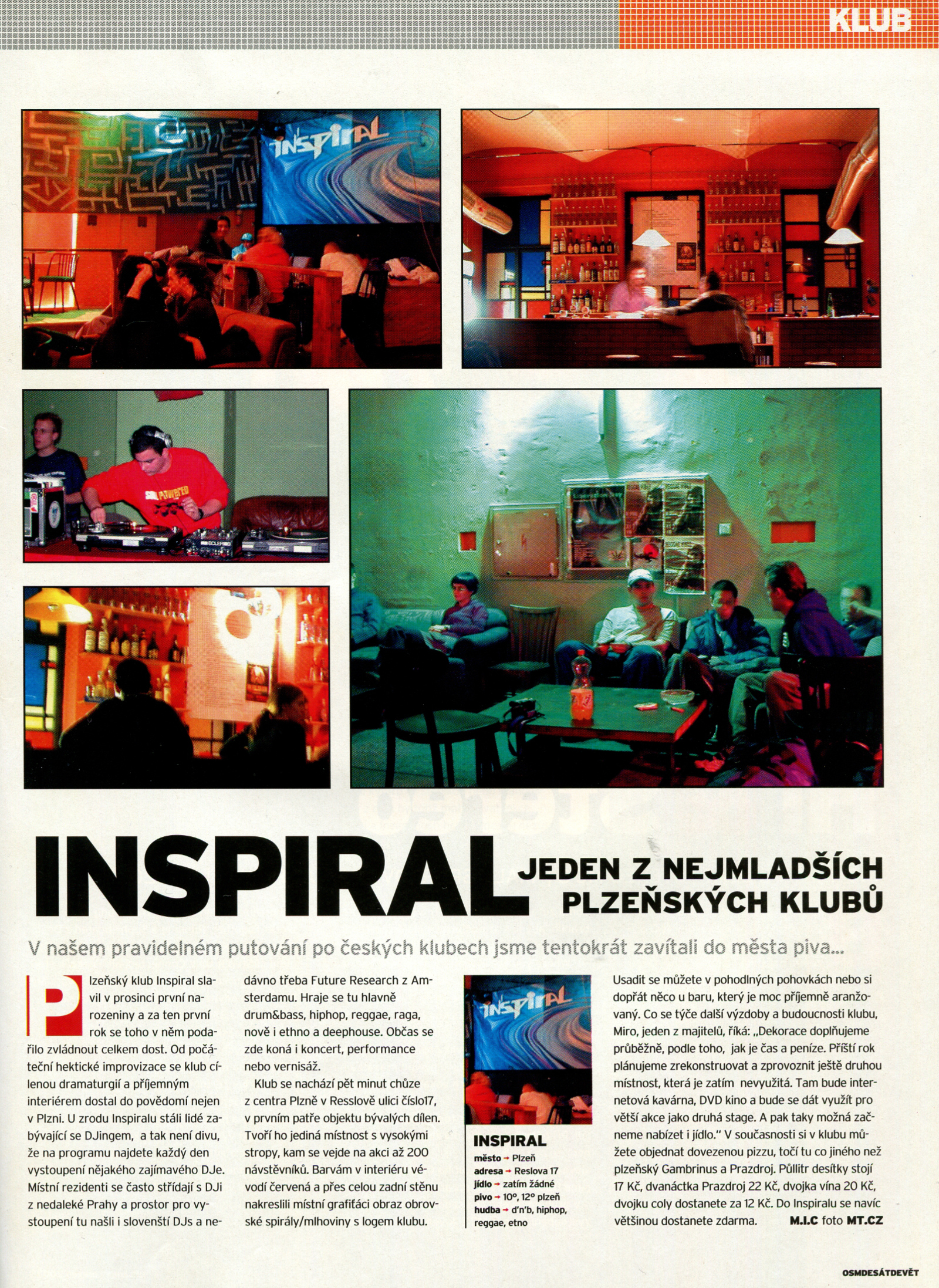 Inspiral club Plzeň - článek v časopisu Ultramix